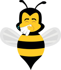 vector illustration character bee insect cartoon, with a headscarf, an eye patch and a pirate sword