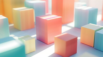 Fototapeta premium Multi-Colored Cubes on a Light Surface