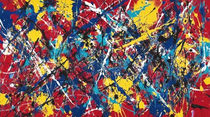 Fototapeta premium Abstract Red Yellow Blue And White Splashes Artwork