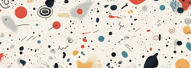 Hand-drawn abstract elements on minimalist palette background