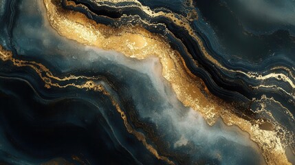 abstract luxury metallic surface with flowing liquid gold patterns, dramatic lighting creating dynamic reflections and shadows, ultra-detailed crystalline structure