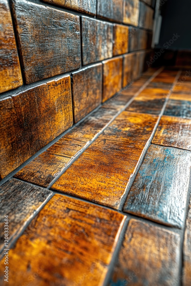 Poster close-up shot of a wooden floor with intricate grain patterns and textures