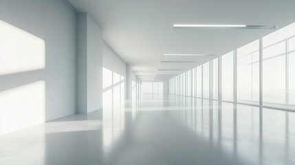 Minimalistic Spacious Office Interior with Open Layout and Natural Light