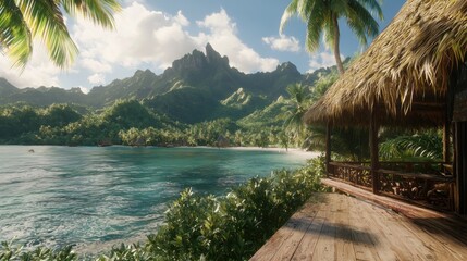 Fototapeta premium Tropical paradise retreat remote island scenic landscape vibrant environment serene viewpoint wonder awaits