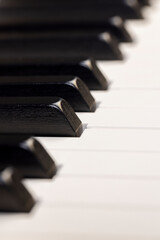 black and white piano keys in close  up