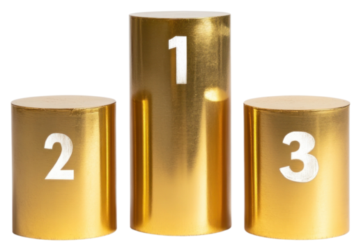 PNG A golden three-tier cylindrical podium cylinder competition ceremony.