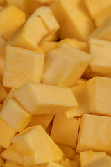 orange pumpkin fruit details cut into pieces for cooking