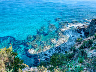 Sunlit Coastline and Lush Forest: Akamas National Forest Park, Cyprus