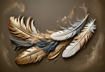 Gentle Feather Cascade: Seamless Photo Wallpaper for Serene Spaces, Nature Inspired Design
