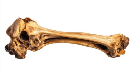 Weathered animal bone isolated on white background