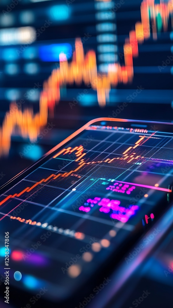 Poster Dynamic Stock Market Analysis on Smartphone with Financial Graphs and Data Visualization : Generative AI