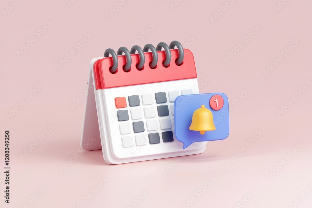Poster desktop calendar reminder notification with one new event.