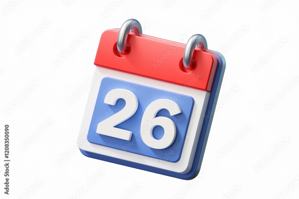 Poster A 3D rendered image of a calendar showing the 26th of the month.