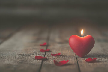 Fototapeta premium Romantic Heart Candle and Petals