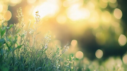 Picturesque Spring Meadow with Beautiful Light and Soft Focus