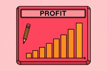 Increasing profit is shown on a bar graph, symbolizing business growth and success.