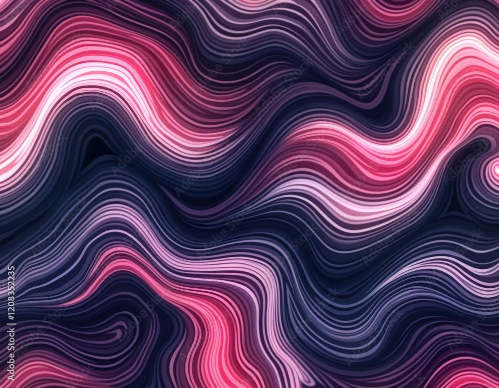 Poster abstract design features swirling lines resembling wind smoke. colors range from deep blues to vibra