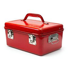 Vintage Red Metal Toolbox for Organized Tools and DIY Projects
