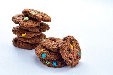cookies with colorful soy bean topping isolated on white background