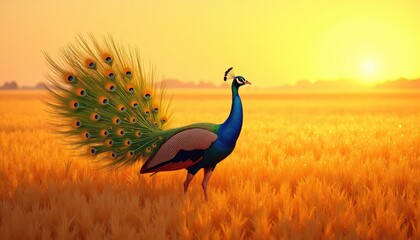 A wild peacock bird standing in a field. Peacocks, baby peacock wallpaper