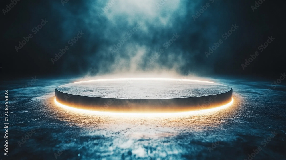 Aufkleber a soft, circular light spot on a smooth surface creates an illusion of depth with minimalistic brigh