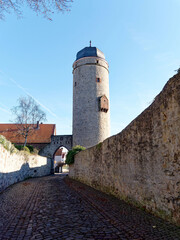 Architectural monument in Warburg, Germany, Sackturm and gate, city gate with kennel and tower