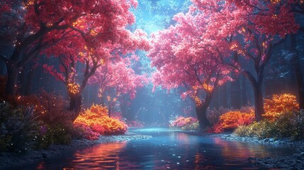 Underwater, a neon trail lights the way through fantastical and surreal realms