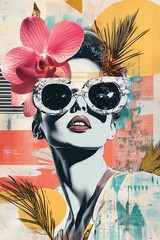 Abstract collage portrait of young fashion woman