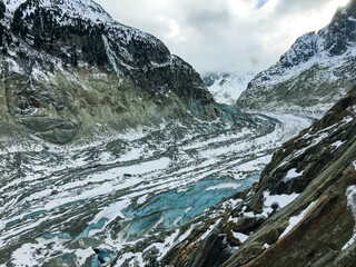 The incredible Mont Blanc glacier with its moraine