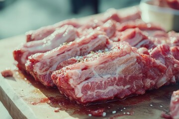 Fresh meat on a wooden cutting board