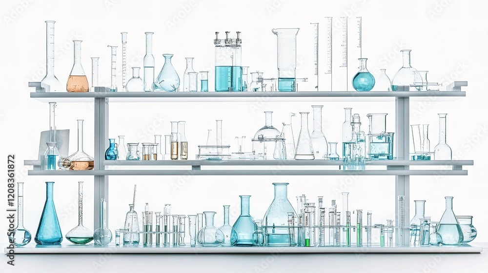 Poster clean and organized laboratory with various glassware and instruments