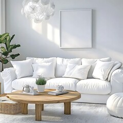 Modern Minimalist Living Room Decor With White Sofa