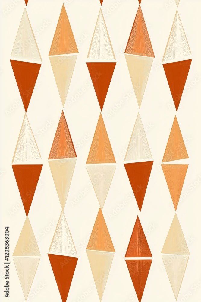 Poster geometric abstract pattern with triangular shapes in earth tones on light background