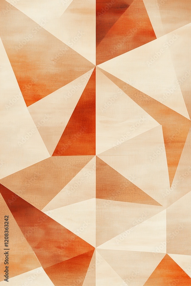 Poster geometric abstract background with orange triangles and textured pattern
