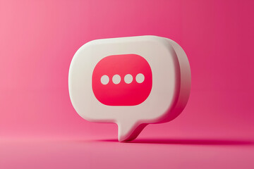 Fototapeta premium A white speech bubble with a red dot on it