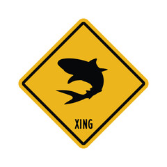 Beach crossing shark sticker - Funny shark crossing, shark xing