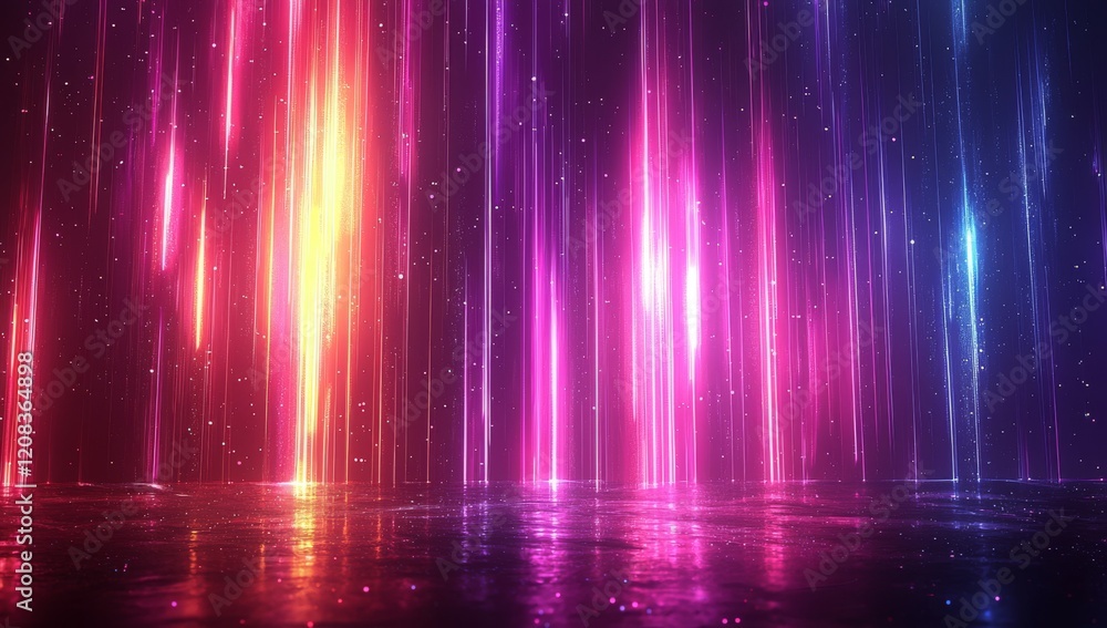 Poster abstract setting with a neon light effect in cyberpunk style by stock