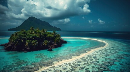 Obraz premium Tropical Island Paradise Stunning Aerial View of Turquoise Waters