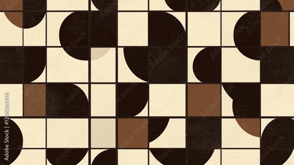 Poster geometric abstract pattern with vintage earth tones and bold minimalist design