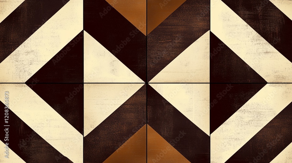 Poster geometric abstract pattern with brown and beige symmetrical design