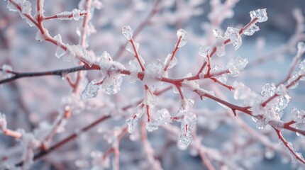 Stunning Ice Crystals on Winter Branches Nature Photography