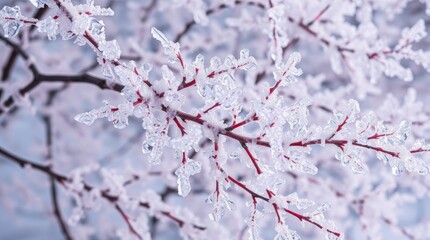 Obraz premium Stunning Ice Crystals on Winter Branches Frozen Nature Photography