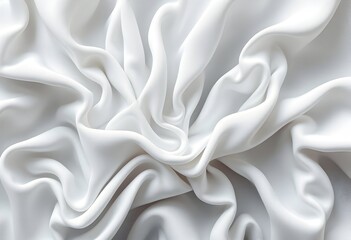 Fototapeta premium Serene White Fabric: Draped, Swirling, Textured Elegance