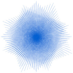 Blue lines emerge from the center of the image creating an abstract star. Background.