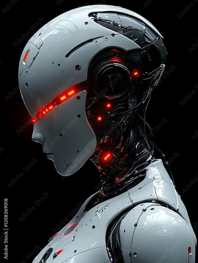 Poster a highly detailed futuristic cyborg or robot with an open view of its internal systems