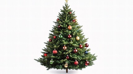 Obraz premium Classic Christmas Tree with Lush Green Needles and Colorful Ornaments