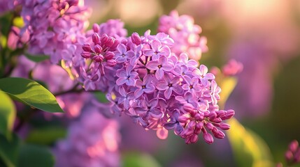 Obraz premium Softly Blooming Lilac Flowers in Natural Garden Setting