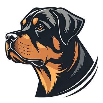 recommend clip art: rottweiler dog side view, logo, black outline vector drawing PNG