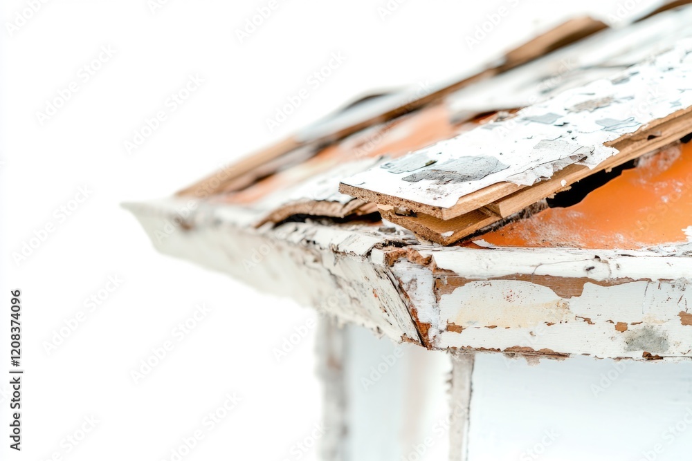 Poster a close-up shot of a table with peeling paint, suitable for use in interior design or architecture c