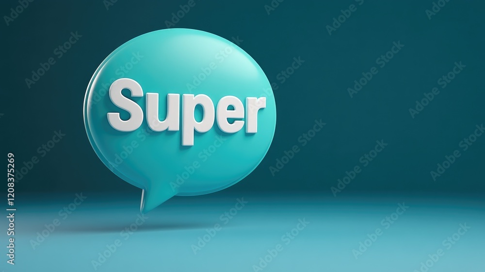 Poster creative graphic design concept of speech bubble with super text minimalist studio environment